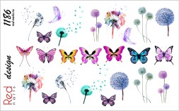 Слайдер-дизайн Red Nails №1186 New - Бабочки и одуванчики